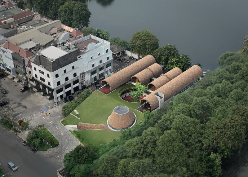 Ресторан на склоне в городе Джакарта, Индонезия