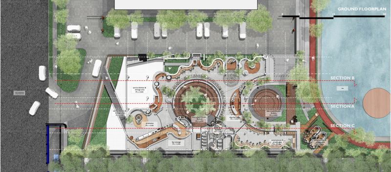 Ресторан на склоне в городе Джакарта, Индонезия