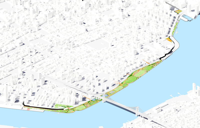 Реконструкция Ист-Сайд-Ривер-Парк в городе Нью-Йорк, США
