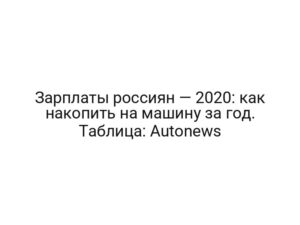 Зарплаты россиян — 2020: как накопить на машину за год. Таблица: Autonews